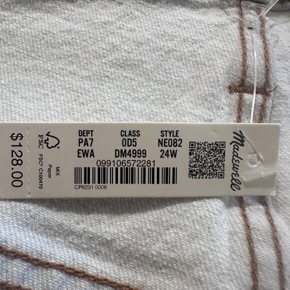 NEW Madewell size 24W Perfect Vintage Wide-Leg Jean Light Wash Casual Coastal - Picture 4 of 5